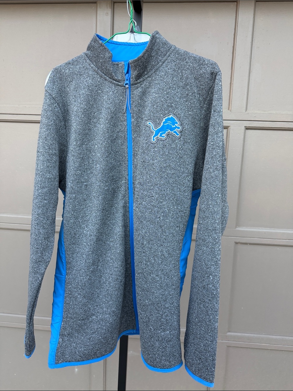 Detroit lions NFL Gray Jacket with Bright Blue Trim and Logo
